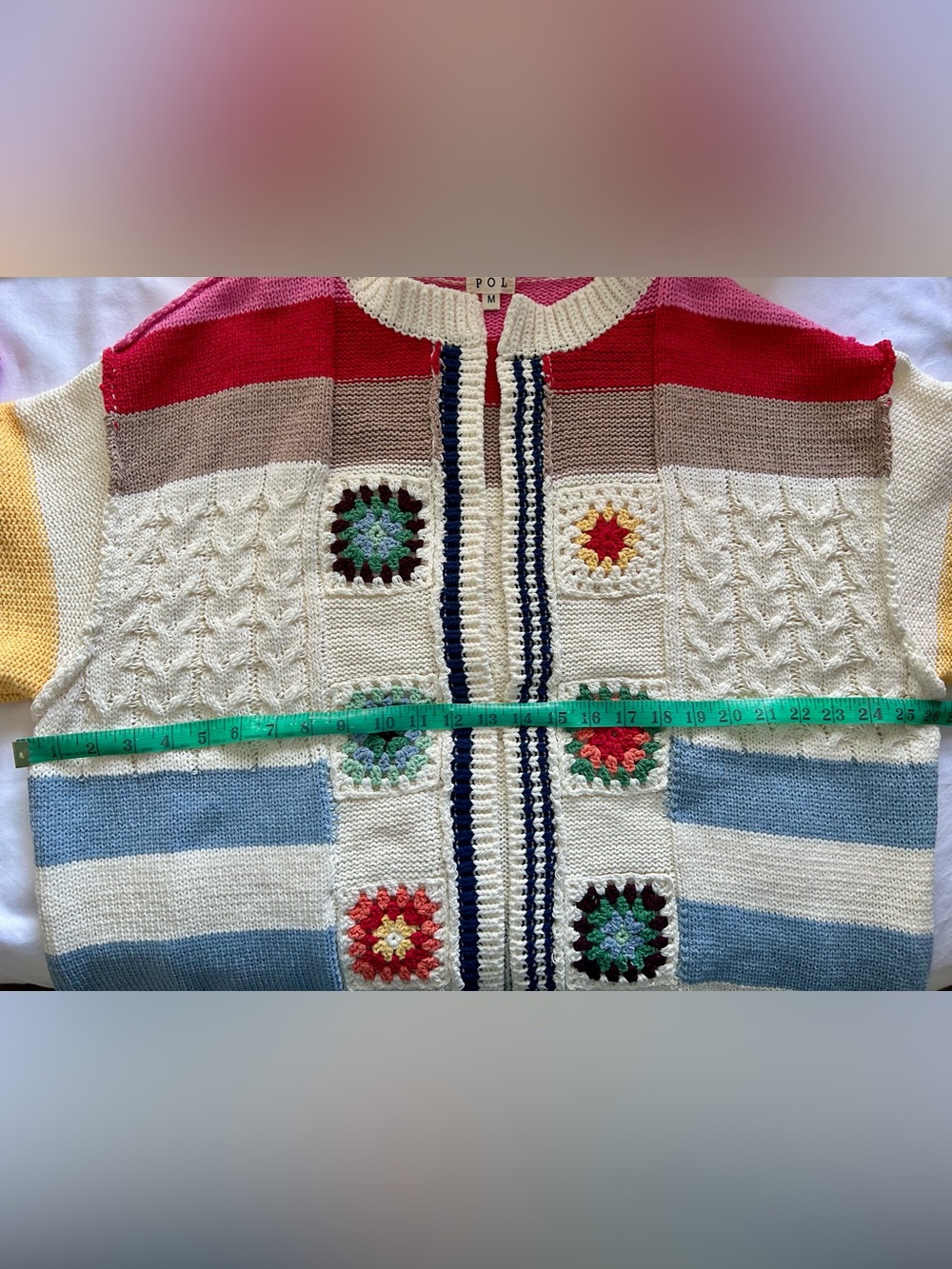 POL Striped, Multi-Coloured & Textured Knit Cardigan - Oversized. - Picture 11 of 11
